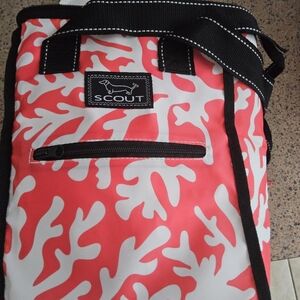 Scout Vibrant Coral and White WINE/drink COOLER/Tote